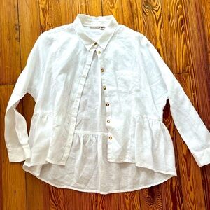 Anthropologie Peplum Blouse White XS